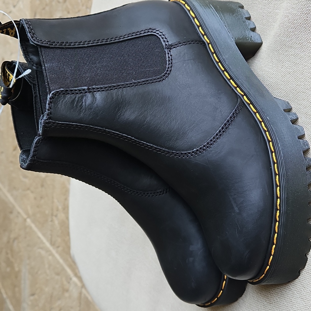 Dr. Martens Black Chelsea Boots with Yellow Accents - Picture 4 of 10